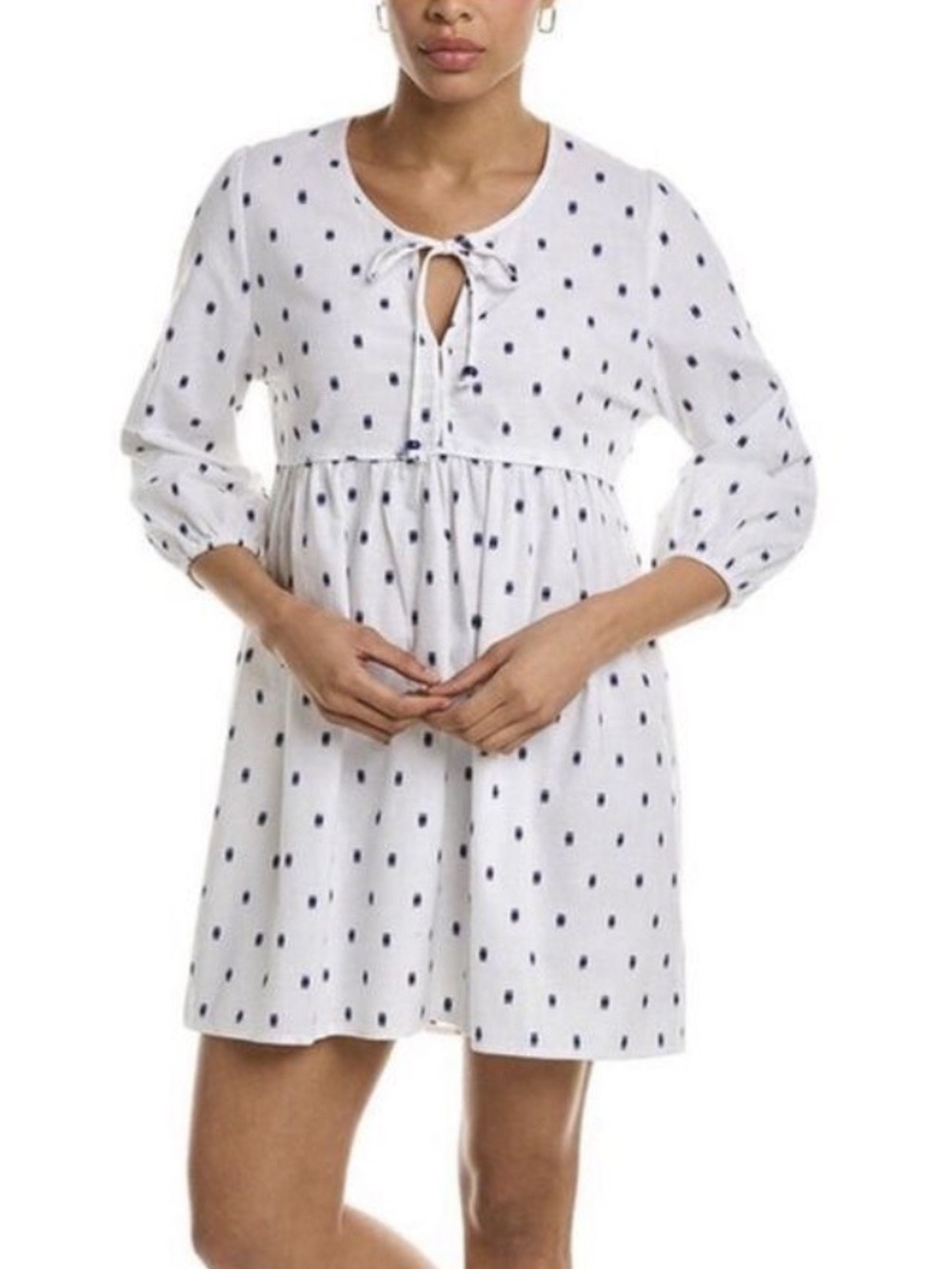 Tyler Boe Courtney Clip Dot Mini Shift Dress MED Blue White Coastal Beach $175